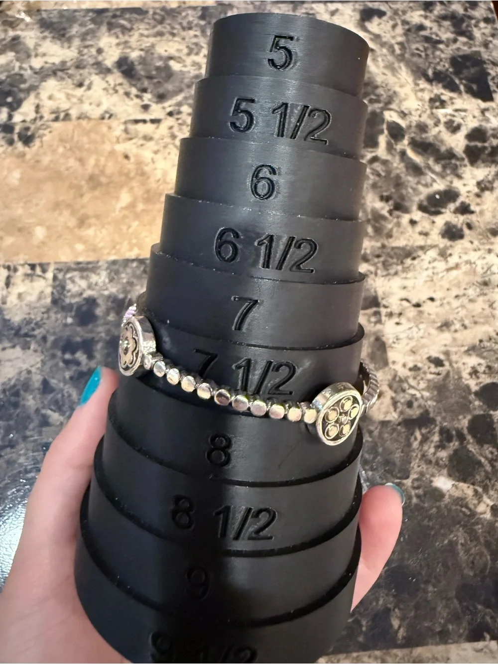 Brighton Mixed Metal Beaded Bangle Bracelet with Floral Medallions